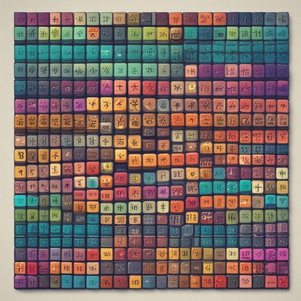 8-bit style 2048 puzzle board with pixelated number tiles merging together