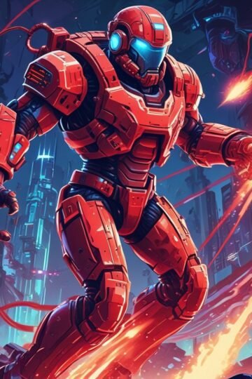 Futuristic pixel soldier shooting robots in a side-scrolling sci-fi battlefield